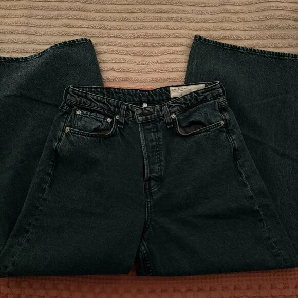 NWOT Rag and Bone Deep Blue High Rise Wide Leg Button Fly Jeans / never worn - Picture 7 of 8